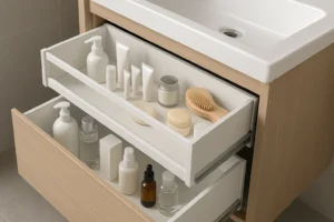Double Layered Sliding Bathroom Drawers for Toiletries